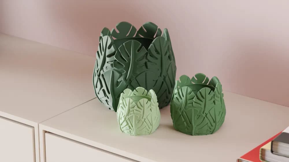 Pot Thème Monstera - Jardinière Feuille - Image 2