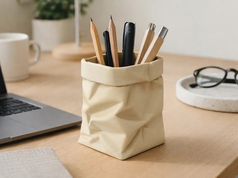 Porte stylo en forme de sac