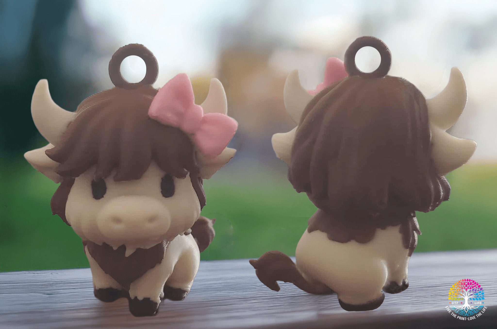 Mignon Chibi Highland Vache With Bow Porte-clés - Image 3