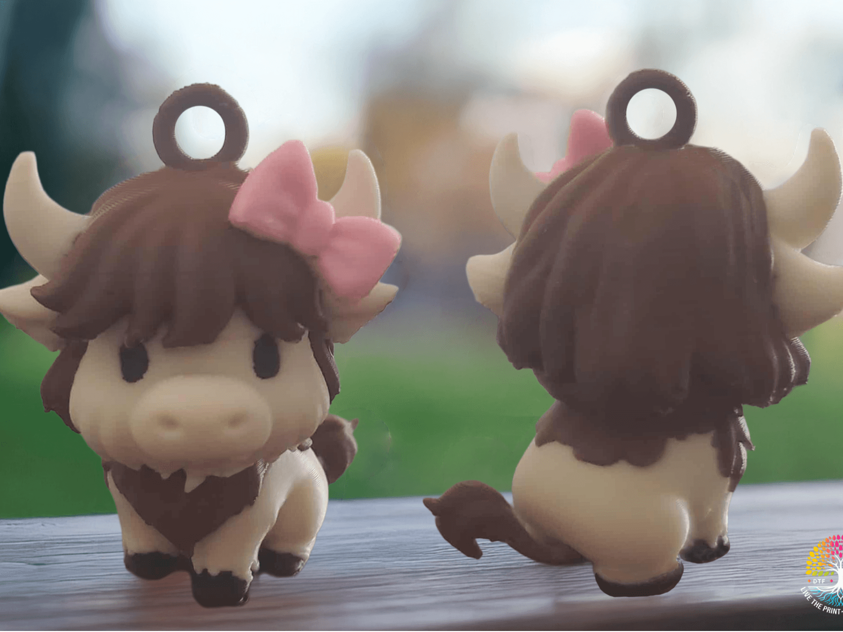 Mignon Chibi Highland Vache With Bow Porte-clés