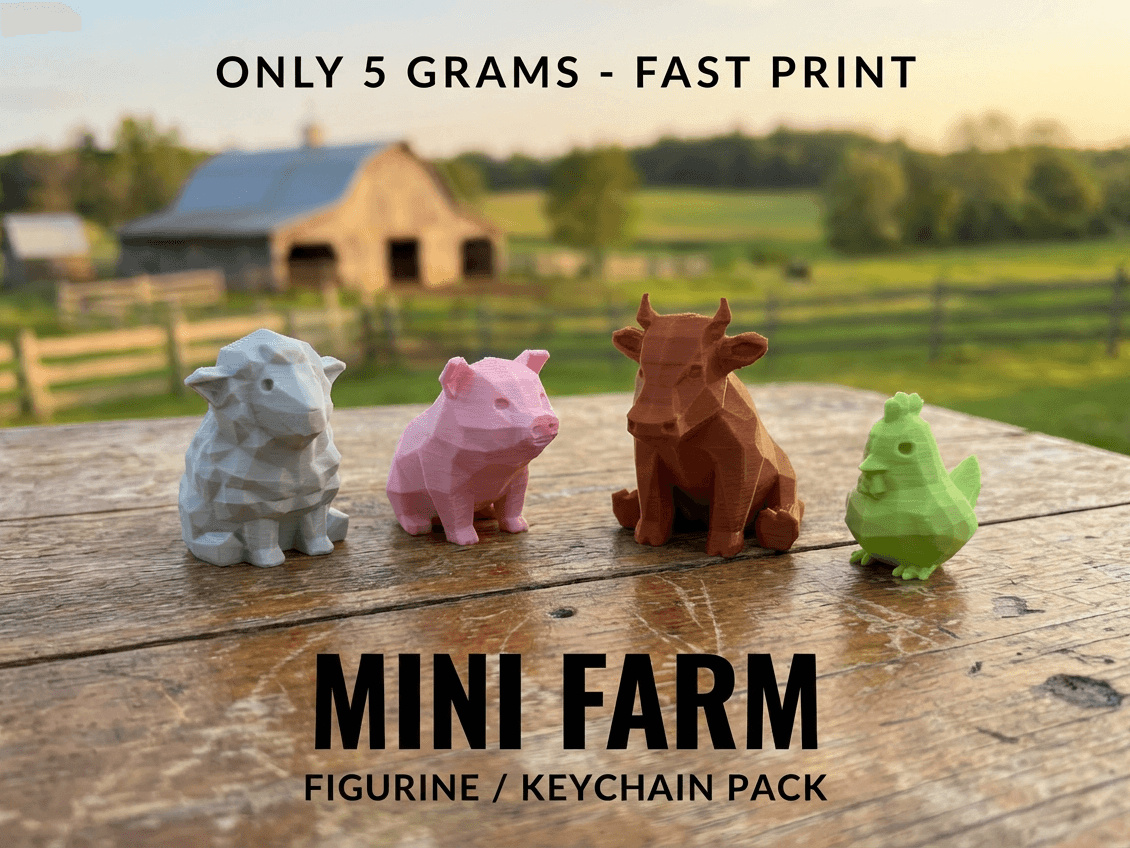 Mignon Mini Farm Figurine Porte-clés Pack